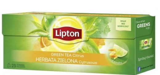 Herbata zielona cytrusowa Green Tea Lipton 20 torebek