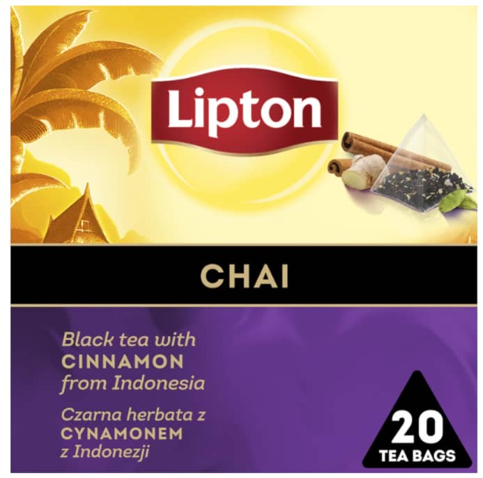Herbata LIPTON, piramidki, czarna, chai, cynamonowa 20 torebek
