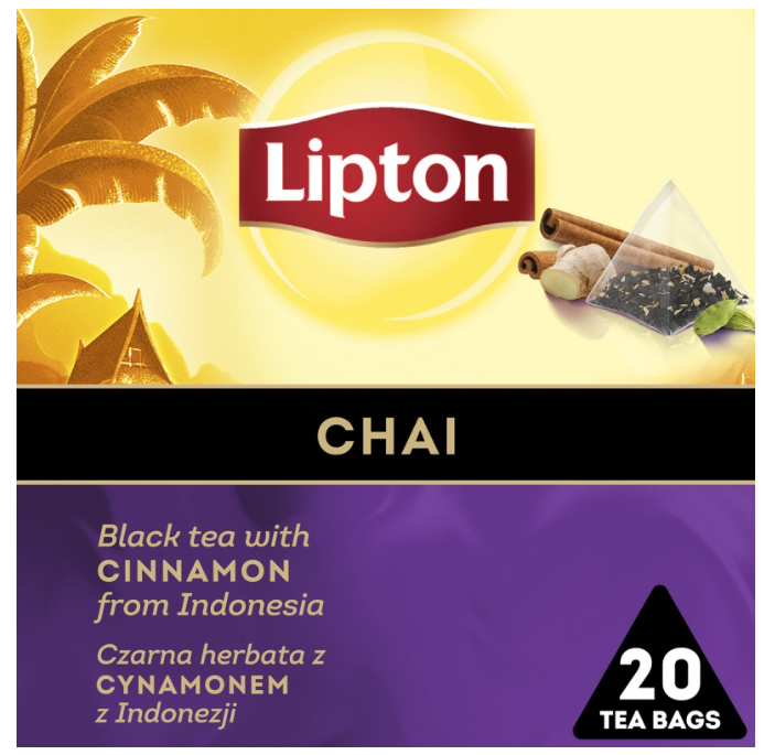 Herbata LIPTON, piramidki, czarna, chai, cynamonowa 20 torebek