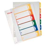 Przekładki plast. do nadruk. tekstu na kartę, Esselte, 1-6