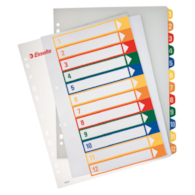 Przekładki plast. do nadruk. tekstu na kartę, Esselte, 1-12