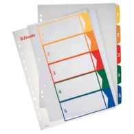 Przekładki plast. do nadruk. tekstu na kartę, Esselte, 1-5