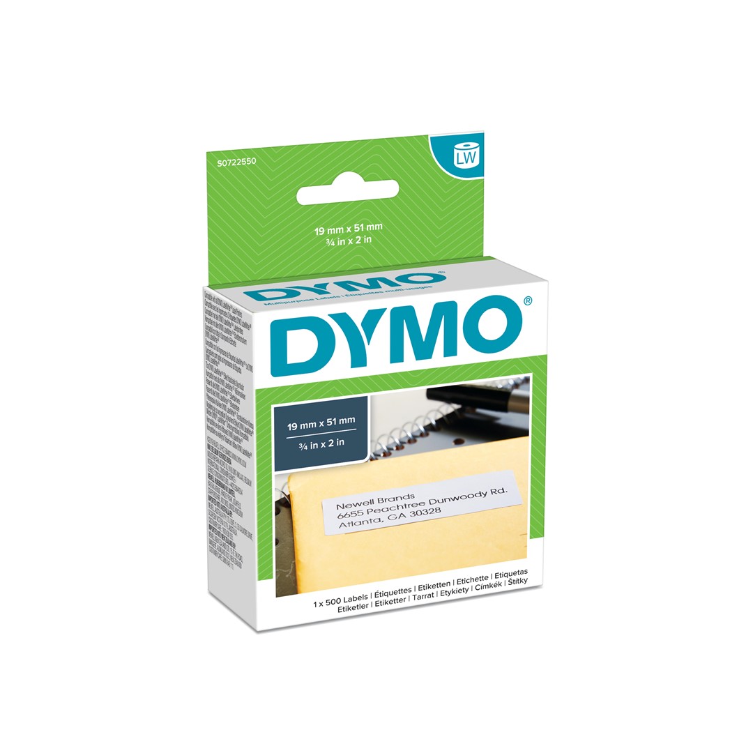 DYMO LW etykiety uniwersalne/adresowe na adres zwrotny, 19 mm x 51 mm, rolka 500 łatwych do odklejania etykiet, samoprzylepne, do drukarek etykiet LabelWriter, oryginalne