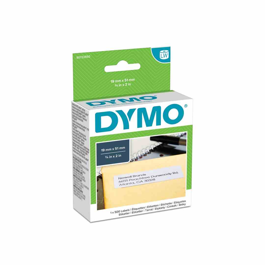 DYMO LW etykiety uniwersalne/adresowe na adres zwrotny, 19 mm x 51 mm, rolka 500 łatwych do odklejania etykiet, samoprzylepne, do drukarek etykiet LabelWriter, oryginalne
