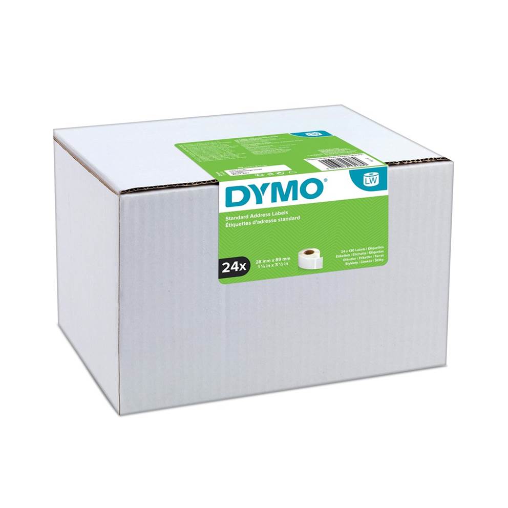 DYMO LW etykiety adresowe, 28 mm x 89 mm, 24 rolki zawierające 130 łatwych do odklejania etykiet każda (w sumie 3120 etykiet), samoprzylepne, do drukarek etykiet LabelWriter, oryginalne