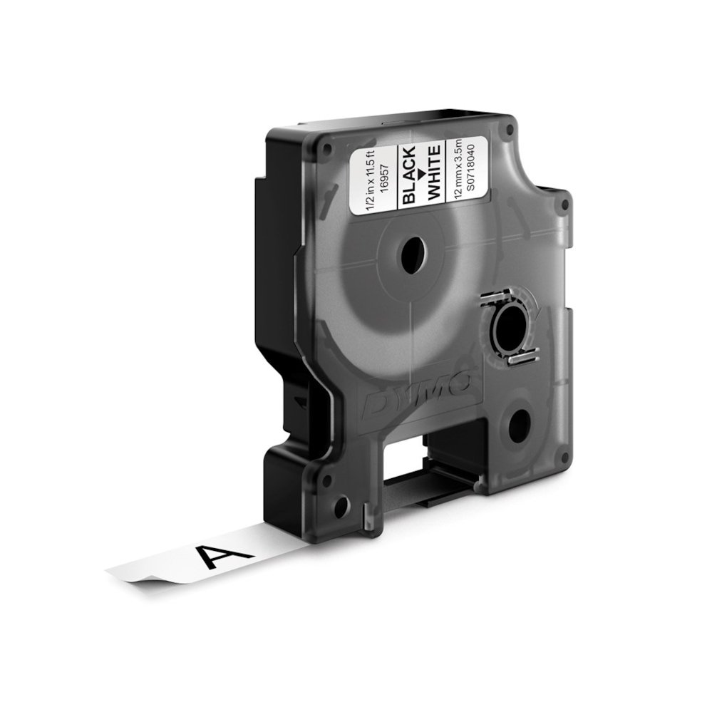 DYMO D1 etykiety, rolka 12 mm x 3,5 m, czarny nadruk na białym, samoprzylepne etykiety do drukarek etykiet LabelManager, oryginalne