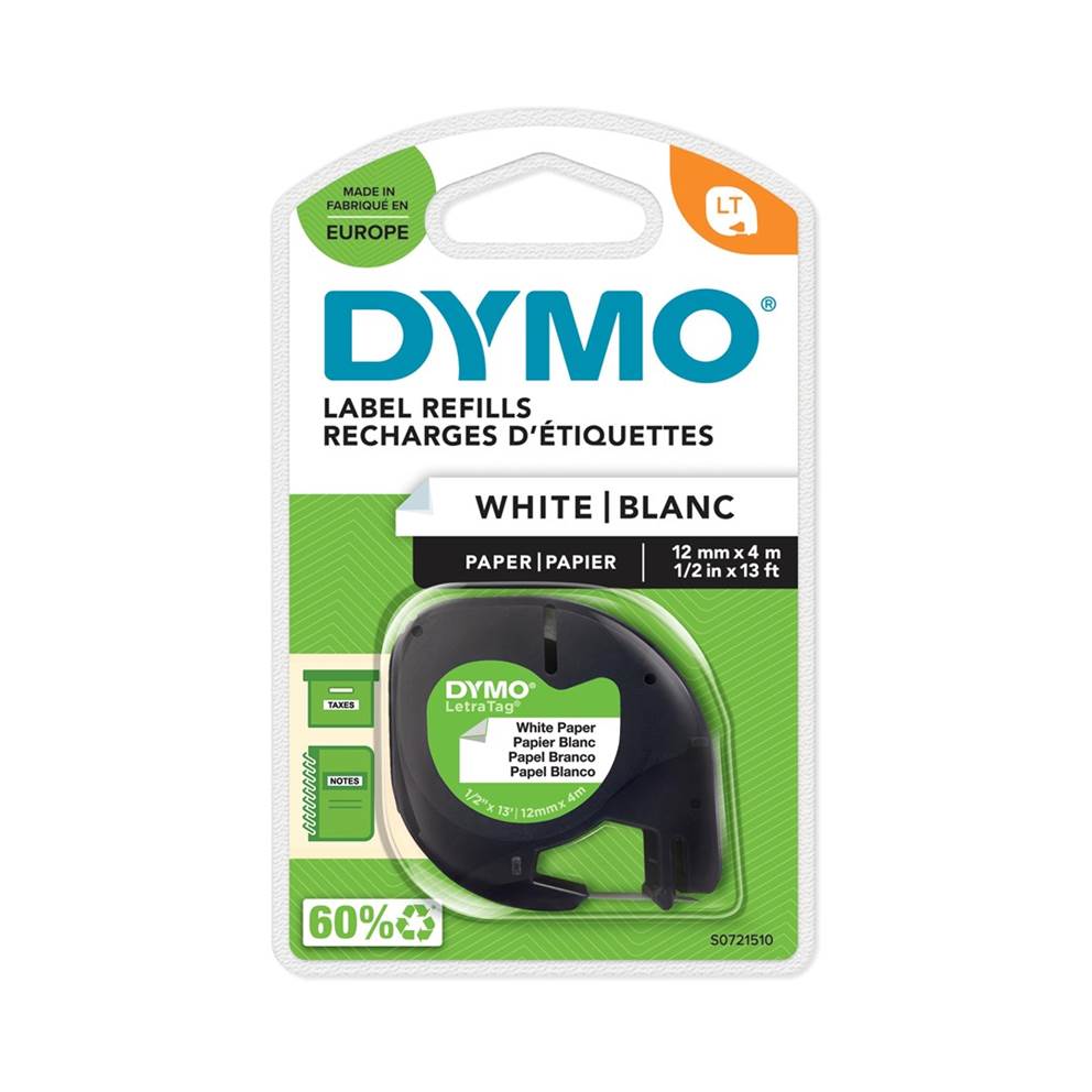 DYMO taśma 12mm/4m - papierowa, biały