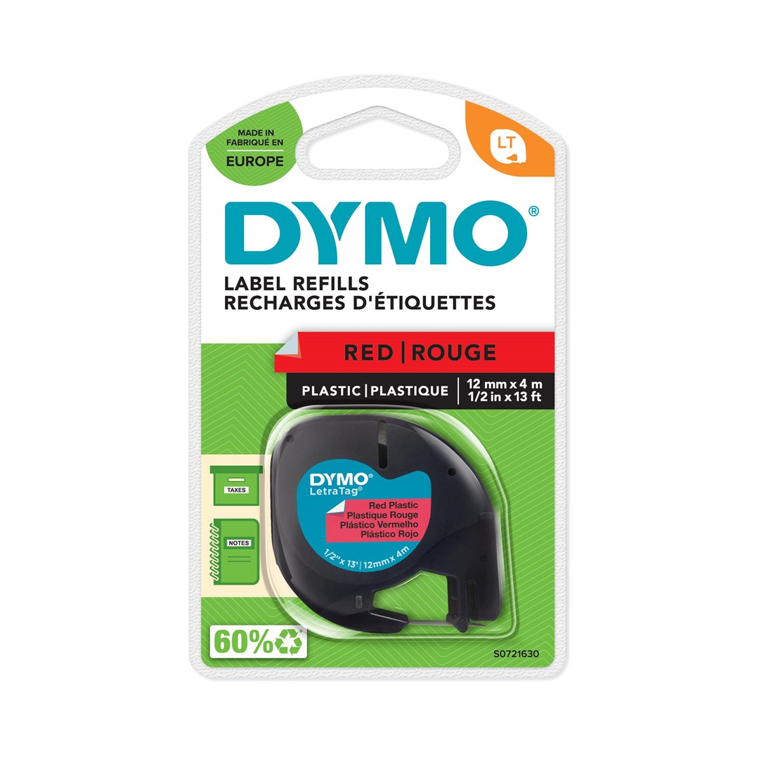 DYMO taśma 12mm/4m - plastikowa, czerwona