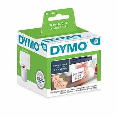 DYMO LW etykiety uniwersalne, 54 mm x 70 mm, rolka 320 łatwych do odklejania etykiet, samoprzylepne, do drukarek etykiet LabelWriter, oryginalne
