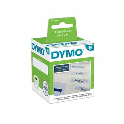 DYMO LW etykiety do teczek zawieszanych, 12 mm x 50 mm, rolka 220 łatwych do odklejania etykiet, samoprzylepne, do drukarek etykiet LabelWriter, oryginalne