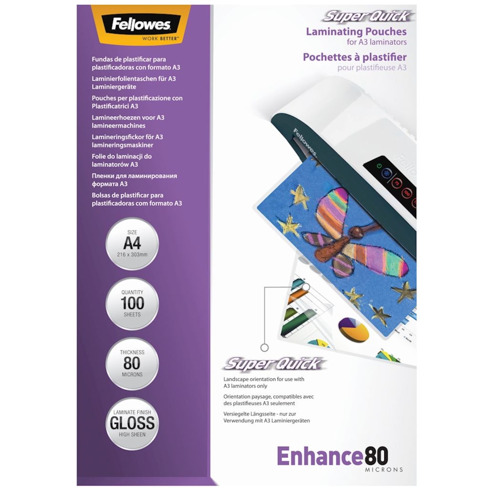 folie do laminowania SUPER QUICK 80 µ, 216x303 mm - A4, 100 szt.