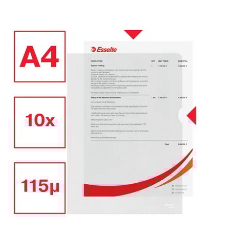 Ofertówki groszkowe A4 Esselte, 115 mic., przezroczysty 10 szt./folia