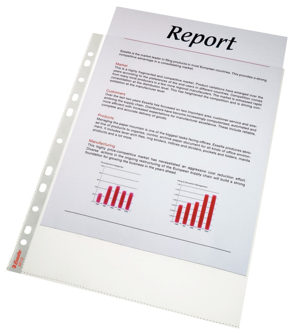 Koszulki krystaliczne A4 Esselte, 75 mic. 100 szt./pudełko