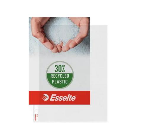 Koszulki na dokumenty Esselte L A4 groszkowe 115mic, z dostępem od góry i z lewej strony, w 30% z przedużytkowego tworzywa z odzysku - w kartonie