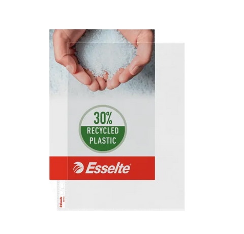 Koszulki na dokumenty Esselte L A4 groszkowe 115mic, z dostępem od góry i z lewej strony, w 30% z przedużytkowego tworzywa z odzysku - w kartonie