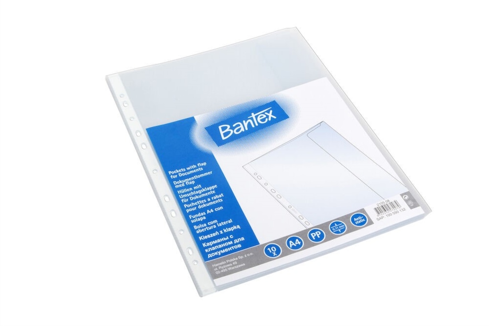 KOSZULKA GROSZKOWA Z KLAPKĄ BANTEX, A4 PP,  120 mic. (10SZT)