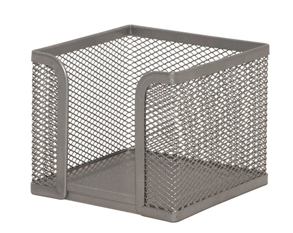 Pojemnik na karteczki Q-CONNECT Office Set, metalowy, srebrny