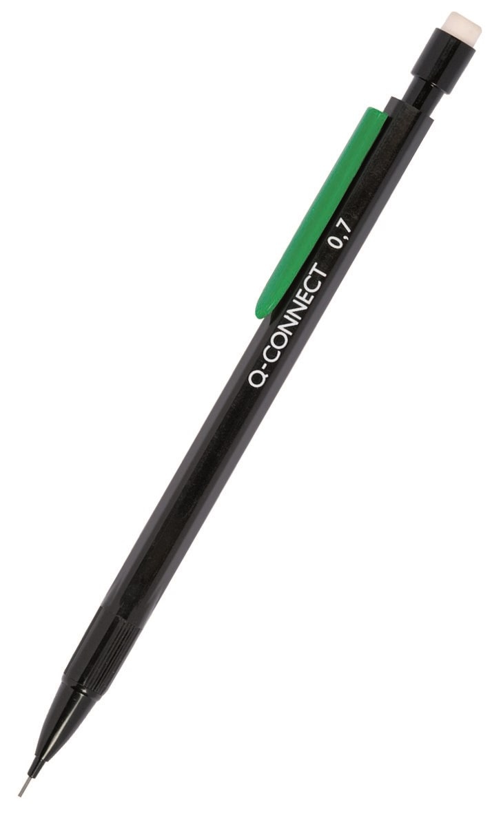 Ołówek automatyczny Q-CONNECT 0,7mm, czarny, GRATIS - grafity