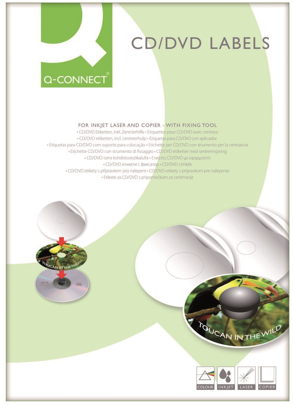 Etykiety na płyty CD/DVD Q-CONNECT, średnica 117mm, okrągłe, białe