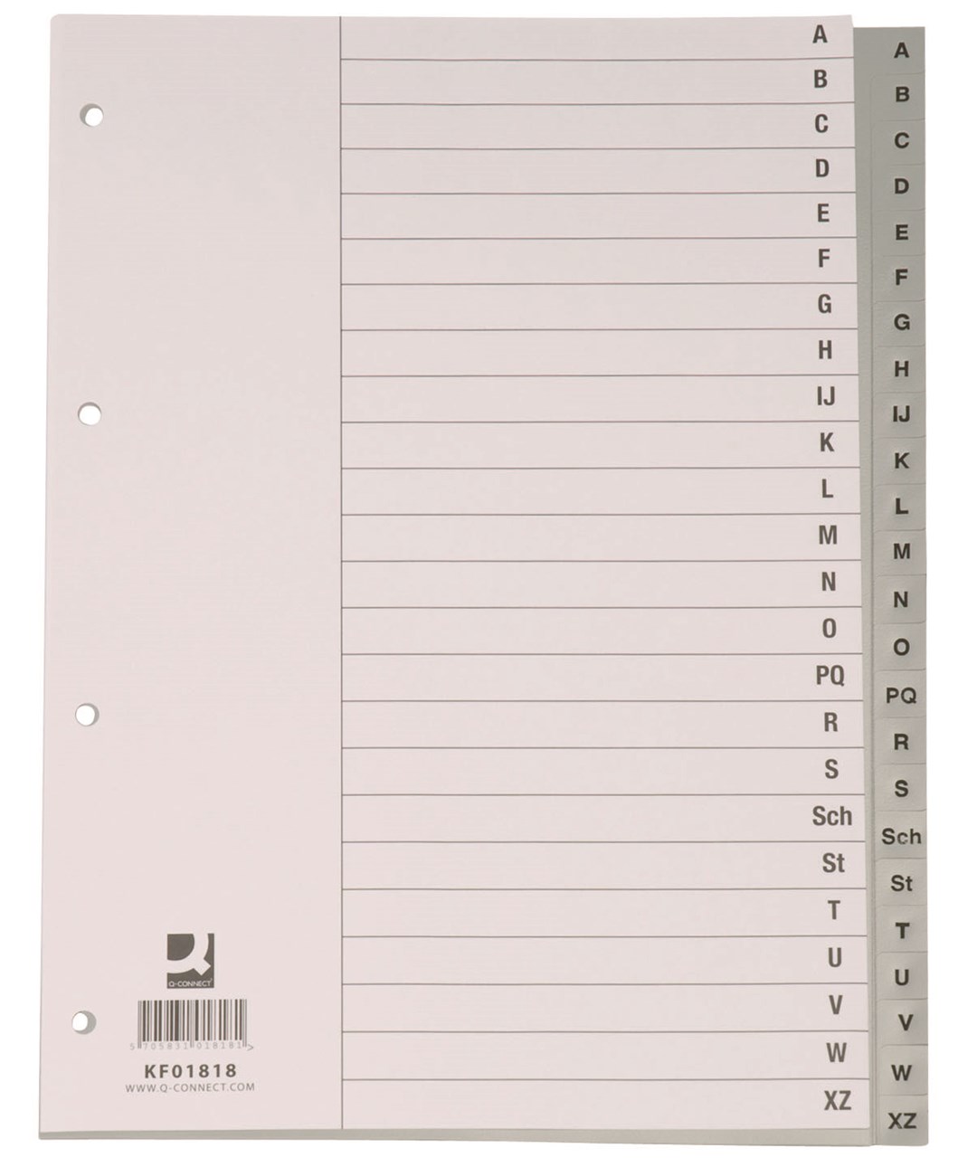 Przekładki Q-CONNECT, PP, A4, 230x297mm, A-Z, 20 kart, szare