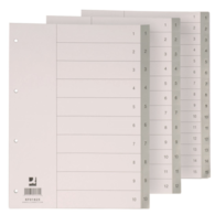 Przekładki Q-CONNECT, PP, A4, 230x297mm, 1-10, 10 kart, szare