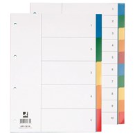 Przekładki Q-CONNECT, PP, A4, 230x297mm, 10+1 kart, mix kolorów