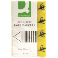 Zakładki indeksujące Q-CONNECT Sign-here, papier, 20x45mm, 4x40 kart., żółty