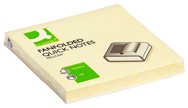Bloczek samoprzylepny Q-CONNECT, typu Z, 76x76mm, 1x100 kart., jasnożółty