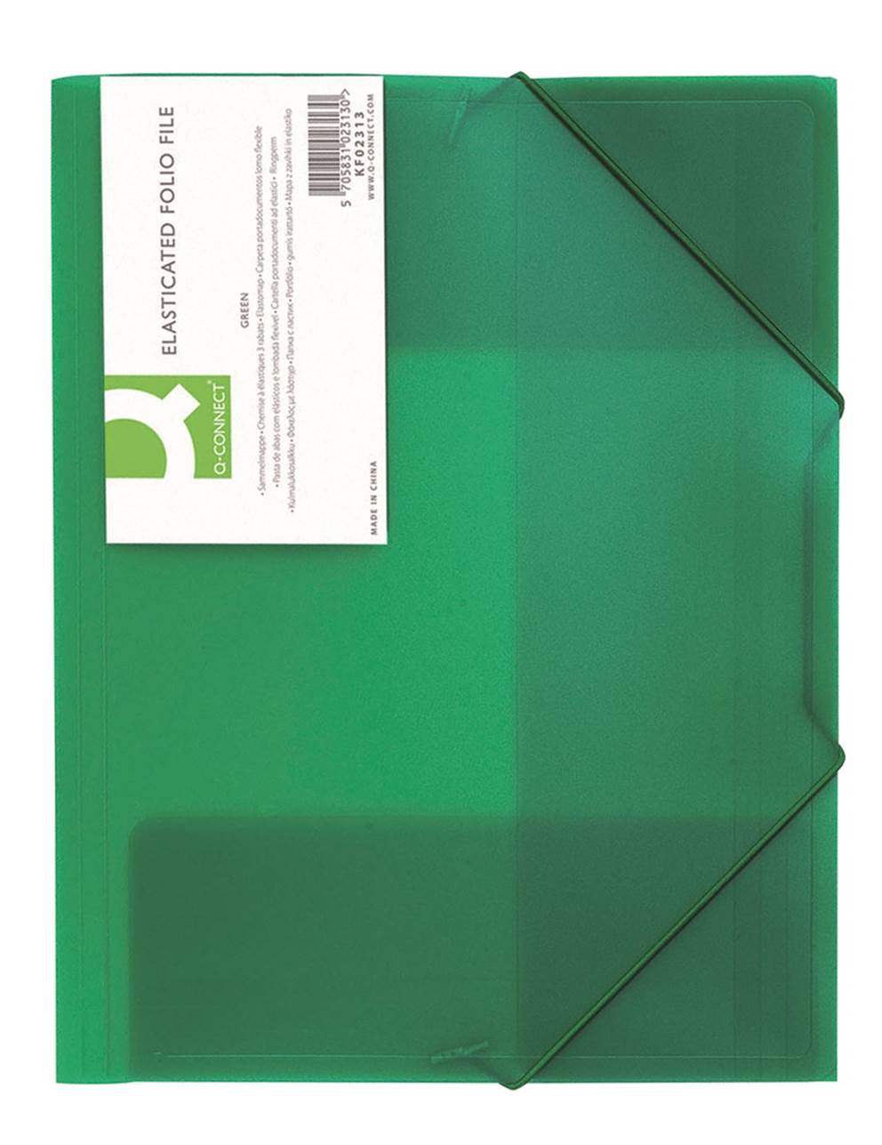 Teczka z gumką Q-CONNECT, PP, A4, 400mikr., 3-skrz., transparentna zielona