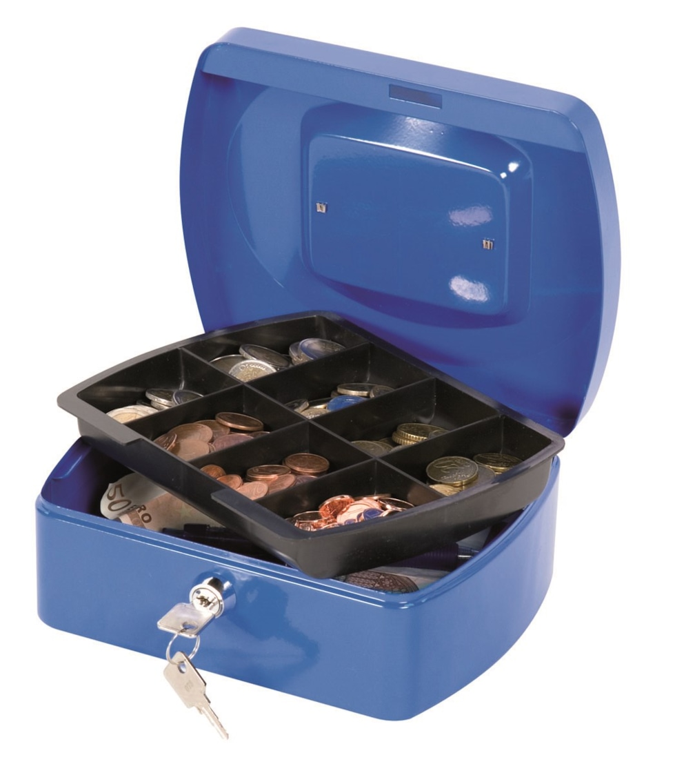 Kasetka na pieniądze Q-CONNECT, średnia, 205x85x160mm, niebieska