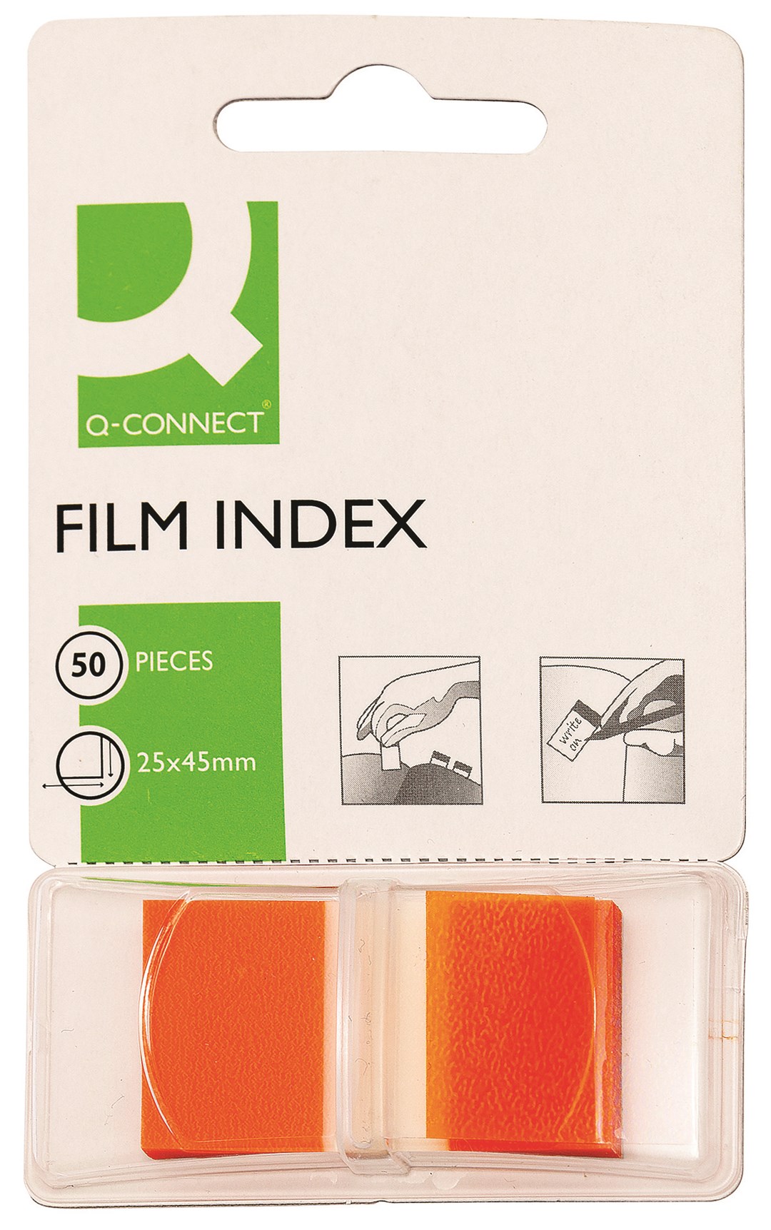 Zakładki indeksujące Q-CONNECT, PP, 25,4x43,7mm, 50 kart., pomarańczowe