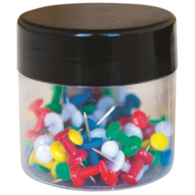 Pinezki beczułki Q-CONNECT, w plastkiowym słoiku, 60szt., mix kolorów