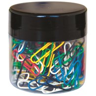 Spinacze okrągłe Q-CONNECT, 28mm, 150szt., w plastkowym słoiku, mix kolorów