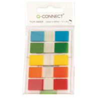 Zakładki indeksujące Q-CONNECT, PP, 12x45mm, 100 kart., zawieszka, mix kolorów