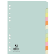 Przekładki Q-CONNECT, karton, A4, 223x297mm, 12 kart, mix kolorów