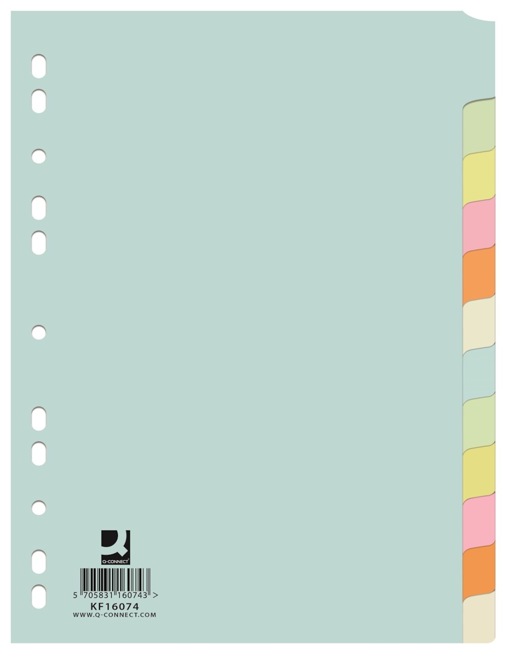 Przekładki Q-CONNECT, karton, A4, 223x297mm, 12 kart, mix kolorów