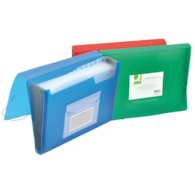 Teczka harm. z gumką Q-CONNECT, PP, A4, 6-przegr., transparentna zielona