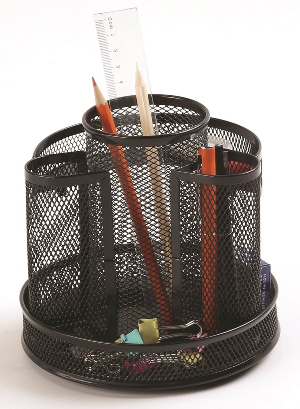 Przybornik na biurko Q-CONNECT Office Set, metalowy, obrotowy, czarny