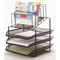 Zestaw na biurko Q-CONNECT Office Set, metalowy, z sorterem dokumentów, 3 szufladki, czarny