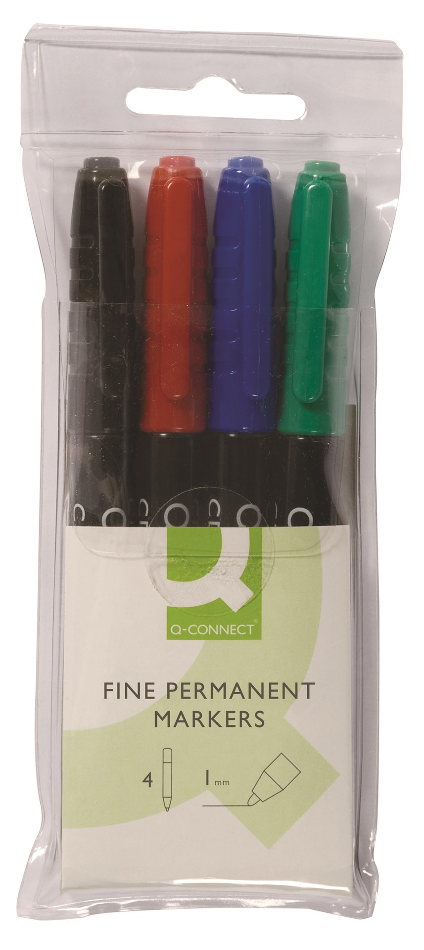 Marker do płyt CD/DVD Q-CONNECT, 1mm (linia), 4 szt., zawieszka, mix kolorów
