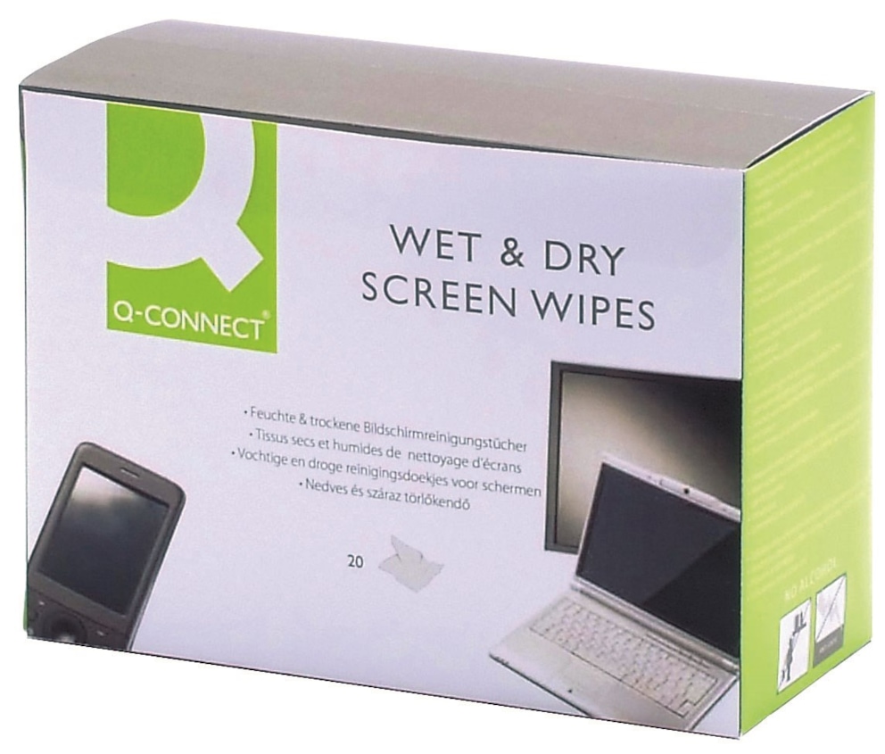Chusteczki do czyszczenia ekranów TFT/LCD Q-CONNECT, 2x20szt.
