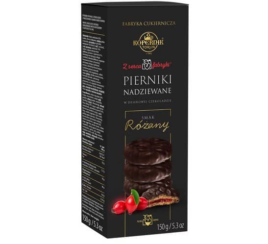 Pierniki nadziewane w czekoladzie deserowej róża 145g x16