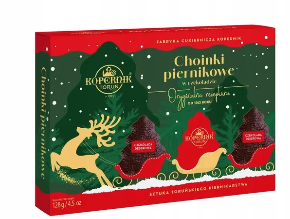 Pierniki Choinki w czekoladzie 128g Kopernik