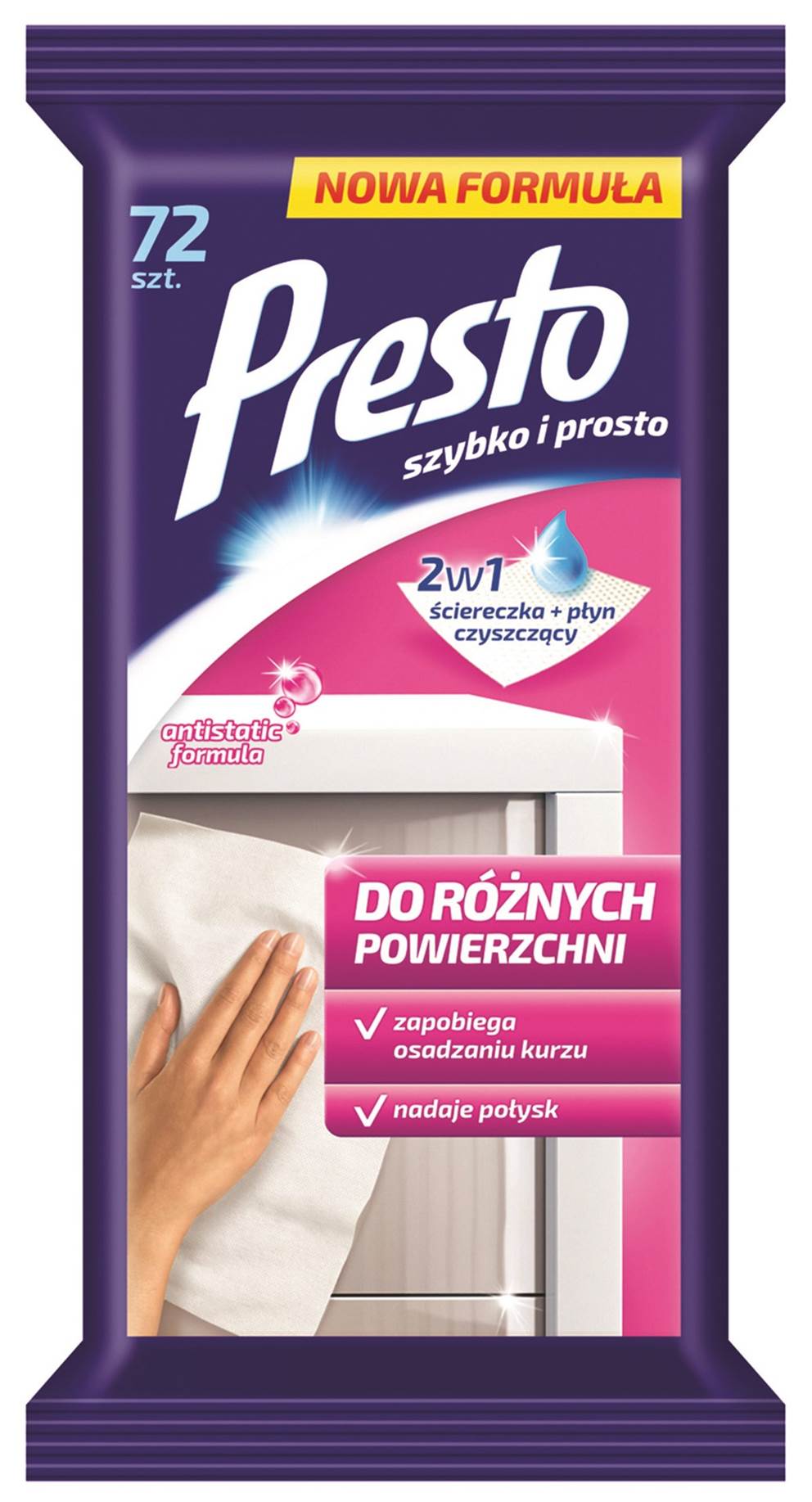 Ściereczki gospodarcze PRESTO, do różnych powierzchni, 72szt., białe