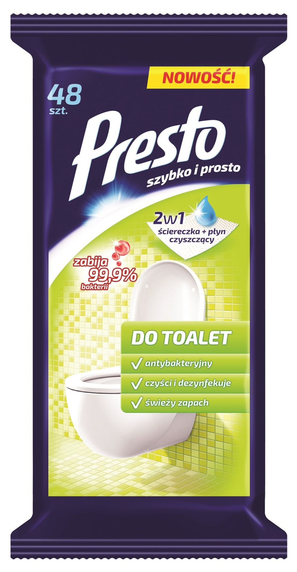 Ściereczki gospodarcze PRESTO, do toalet, 48szt., białe