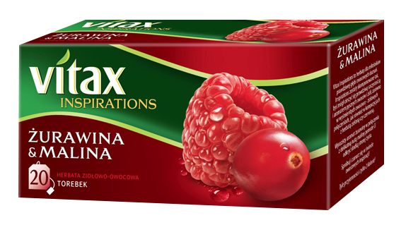 Herbata VITAX Inspirations, żurawina z maliną, 20 torebek