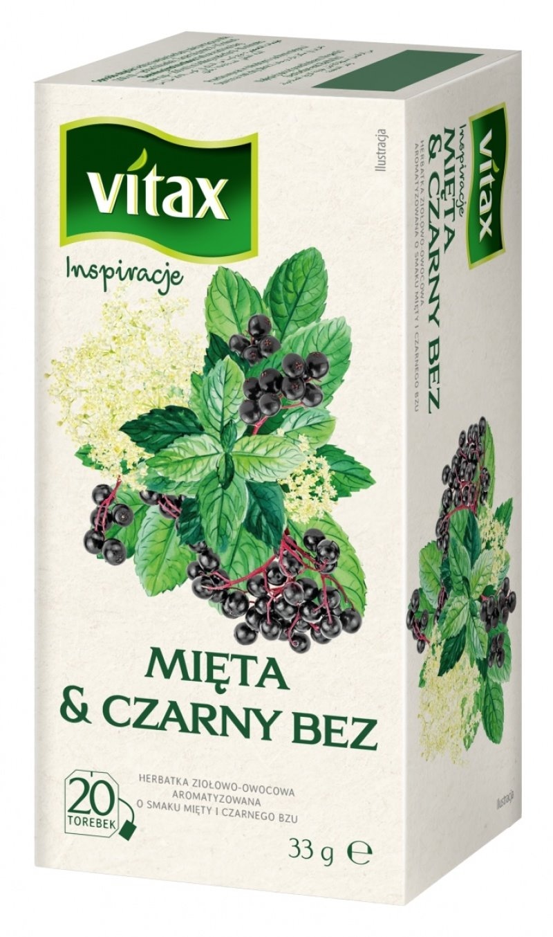 Herbata VITAX Inspiracje, mięta i czarny bez, 20 torebek