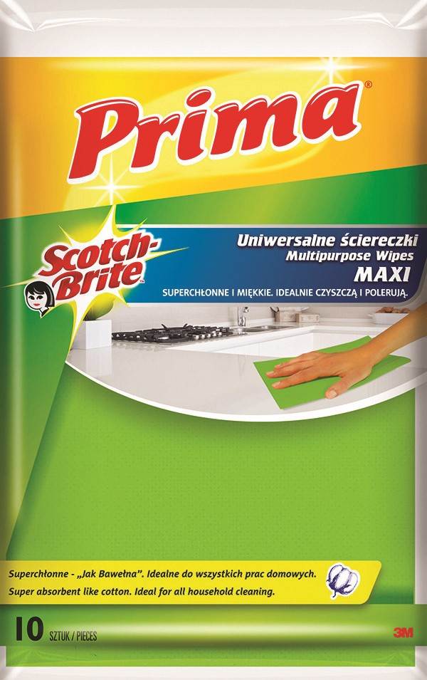 Ścierki uniwersalne PRIMA Maxi  Jak bawełna , 10szt., mix kolorów