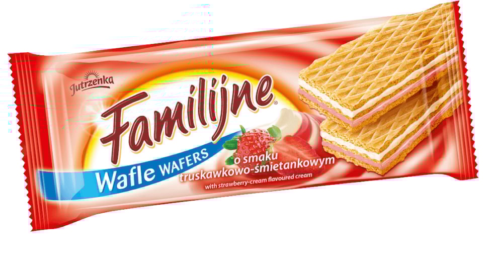 Wafle Familijne JUTRZENKA, 180g, śmietankowo-truskawkowe