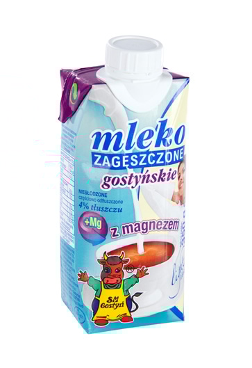 MLEKO GOSTYŃ ZAGĘSZCZONE NIESŁODZONE LIGHT Z MAGNEZEM 4% 500G KRT